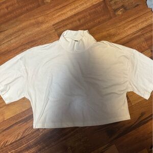 Women's white cropped- turtle/mock neck